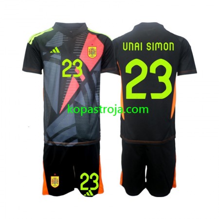Billiga Fotbollströjor Spanien Unai Simon 23 Målvakt Barn Borta tröja EM 2024 Kortärmad